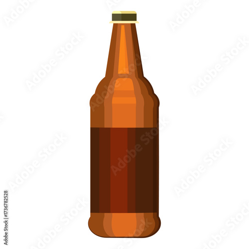 Amber Glass Beer Bottle with Dark Label