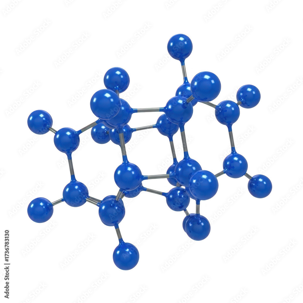 Obraz premium 3d molecular model of a complex organic molecule isolated on transparent background