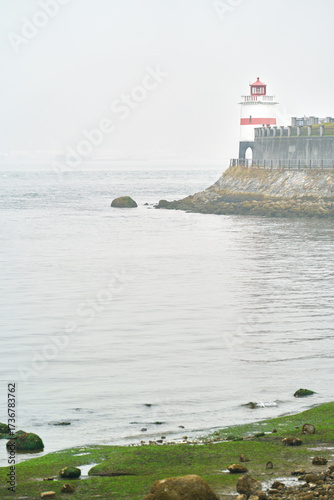 Brockton Point Fog and Mist. Fog over Burrard Inlet and the Brockton Point Lighthouse. Stanley Park, Vancouver.
