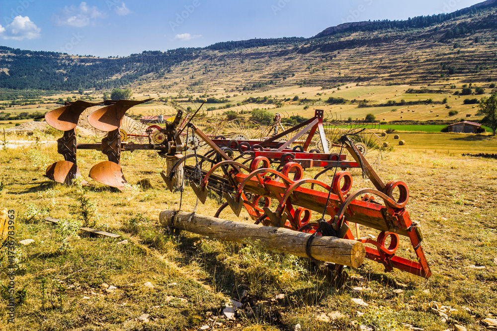 Fototapeta premium Old and rusty farm machinery, Spain