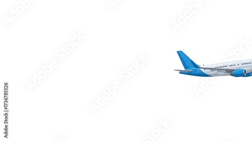 Commercial airplane soaring through the sky, ready for your travel and transportation projects, offering a modern and professional look, vector animation
