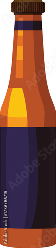 Brown Glass Beer Bottle with Label