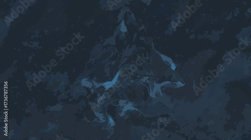 Abstract dark blue fluid background with swirling white textures and organic shapes, deep mysterious liquid movement pattern.