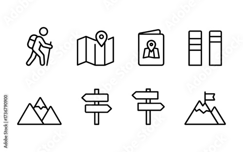 Wallpaper Mural Camping & Outdoor Adventure Line Icons – Hiking, Backpacking, Nature, and Survival Essentials. Torontodigital.ca