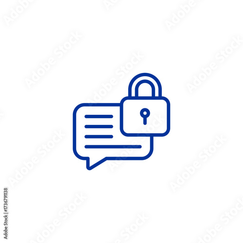 Glossy blue round like and dislike icon set with a computer web design symbol and a lock sign illustration