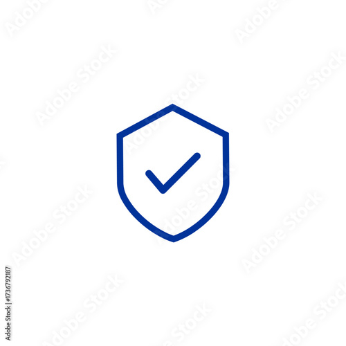 Blue shield vector illustration with a check mark icon