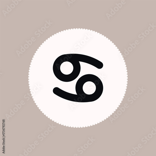 Zodiac horoscope. Cancer astrological icon symbol. Stylized star sign esoteric. Simple line vector illustration.