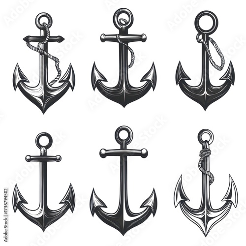 Collection of decorative and artistic anchors in various designs showcasing nautical themes and maritime heritage