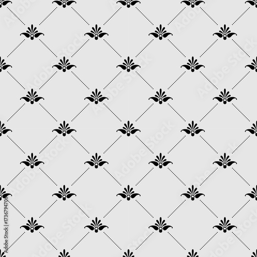 seamless botanical pattern of painted oriental motifs