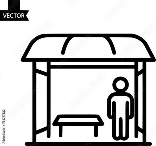 Bus stop transportation public transit passenger waiting icon vector illustration design element
