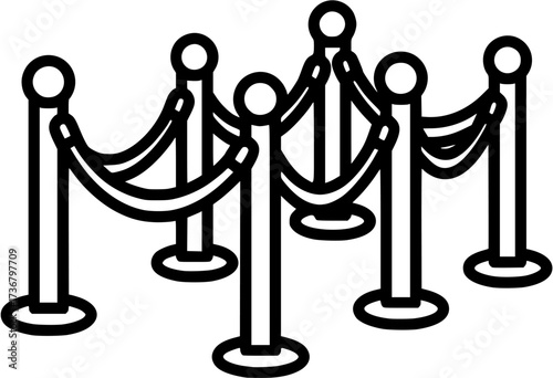 Illustration of a rope barrier stanchion crowd control event vip entrance queue line security cordon
