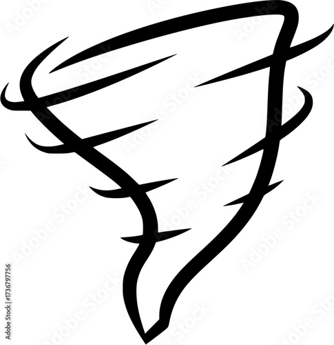 Tornado vector illustration, black and white tornado clip art, weather disaster graphic design
