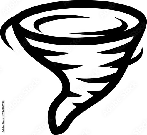 Tornado vector illustration, black and white tornado clip art, weather disaster graphic design
