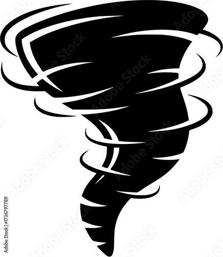Tornado vector illustration, black and white tornado clip art, weather disaster graphic design
