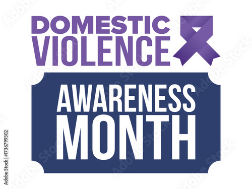 Domestic Violence Awareness Month in October. Celebrate annual in United States. Awareness purple ribbon. Day of Unity. Prevention campaign. Stop women abuse. Poster, banner and background. Vector