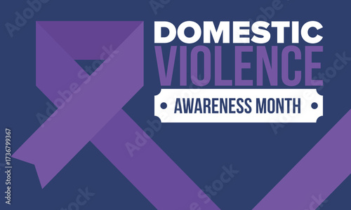 Domestic Violence Awareness Month in October. Celebrate annual in United States. Awareness purple ribbon. Day of Unity. Prevention campaign. Stop women abuse. Poster, banner and background. Vector