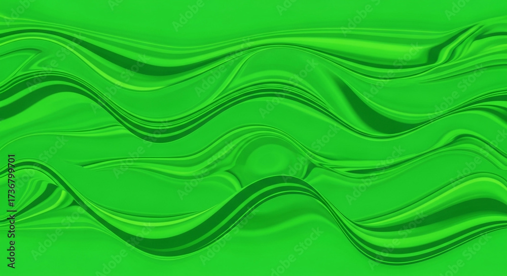 Fototapeta premium Dynamic vibrant abstract green waves create a mesmerizing fluid motion background, ideal for modern digital projects and energetic designs.