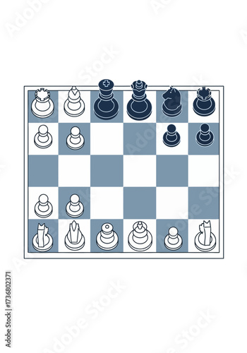 Minimalist Chess Board Game Vector Illustration