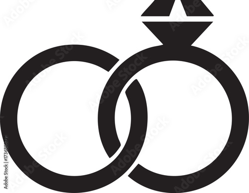 Wedding rings silhouette vector