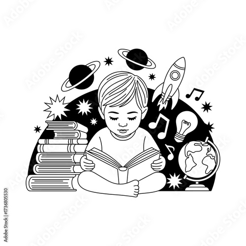 Silhouettes of people or children reading books, Isolated diverse kids with backpacks walking to school, women and children, education concept, learning, knowledge, library scene, study time