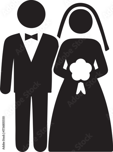 Bride and groom silhouette vector
