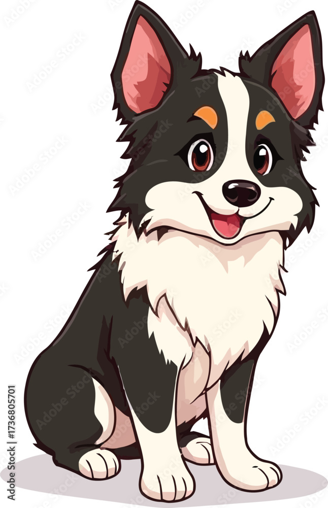 Fototapeta premium Cute cartoon a illustrator vector Border Collie