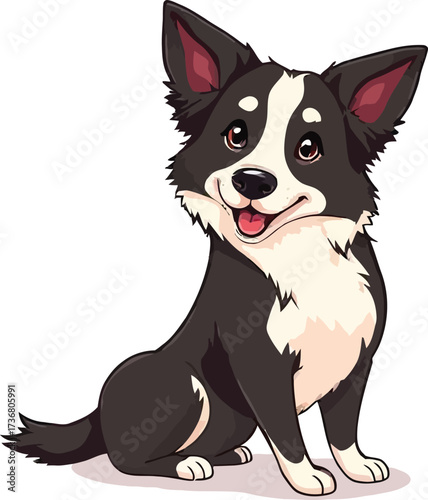 Cute cartoon a illustrator vector Border Collie