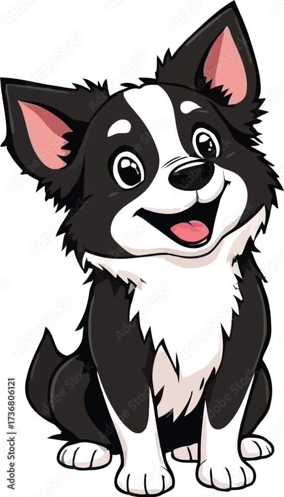 Fototapeta premium Cute cartoon a illustrator vector Border Collie