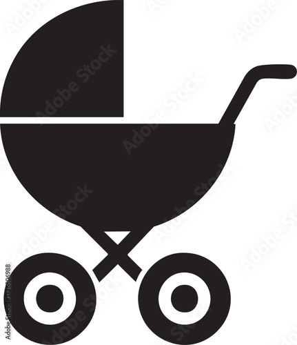 Baby stroller silhouette vector
