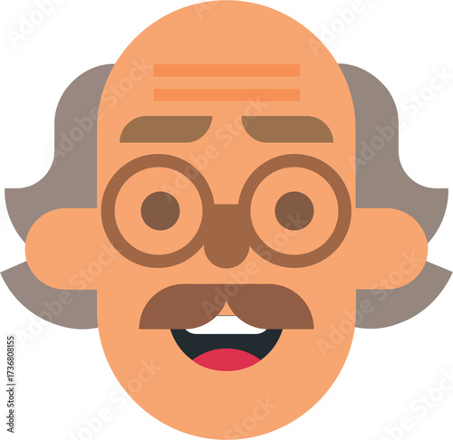 Cartoon Old Man with Glasses Avatar
