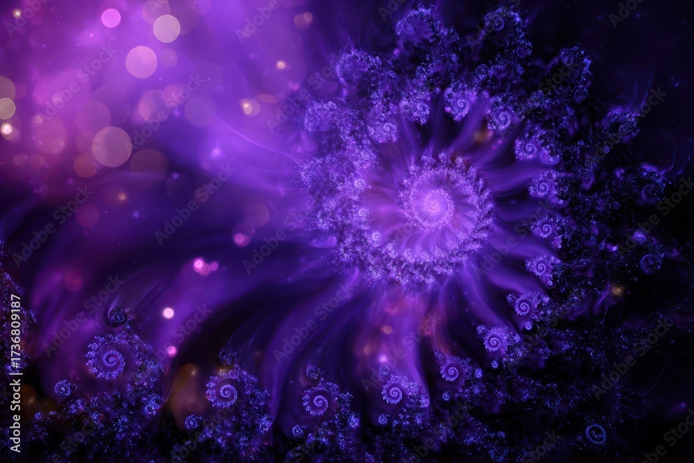 Obraz premium Dynamic purple spiral pattern evokes festive atmosphere and imagination for celebrations and creative projects