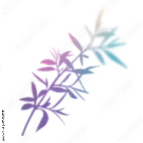 Tree Branch Shadow Gradient. Plant Leaves Transparent Overlay. Vector Color Leaf Shade.