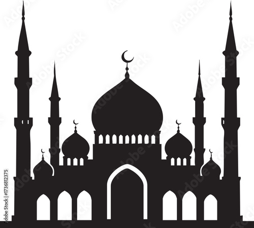 Mosque Islamic silhouette vector