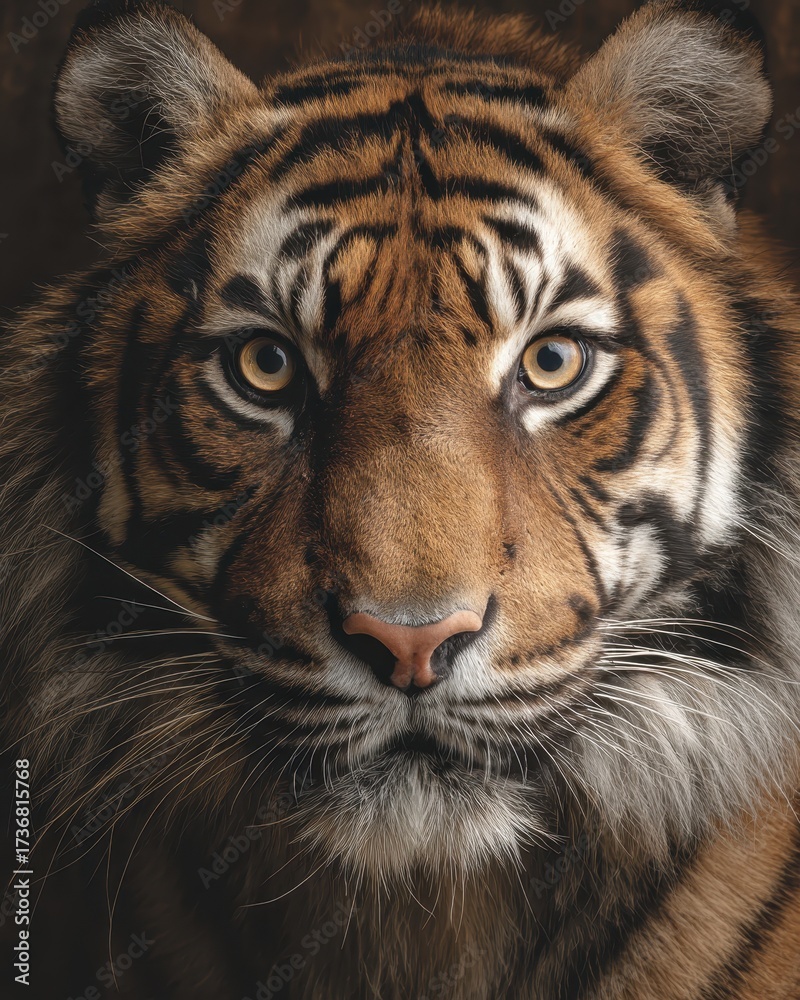 Naklejka premium Intense Stare of a Sumatran Tiger Captivating Portrait