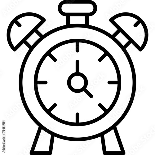 Classic retro alarm clock vector illustration with a bell for morning wake-up time isolated on white