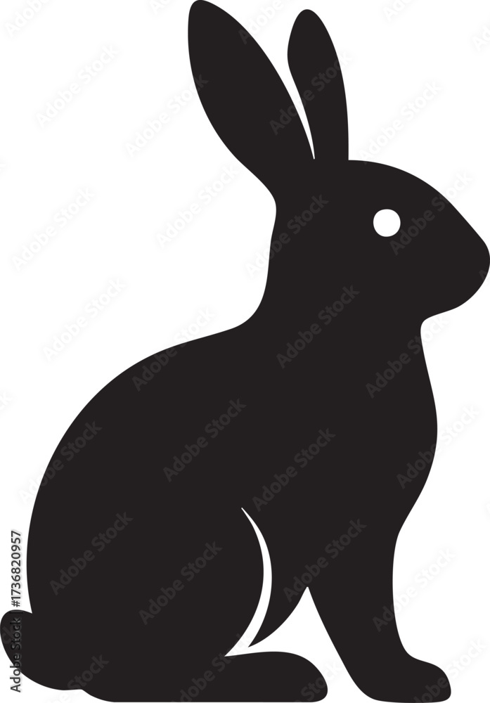 Obraz premium Rabbit sitting silhouette vector
