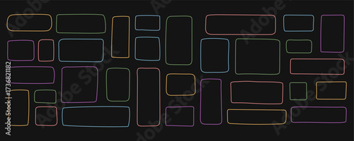 Hand drawn rectangle text box set with outline line style. Template frame collection of organic border and textbox as box background, ideal for modern concepts and creative elements.
