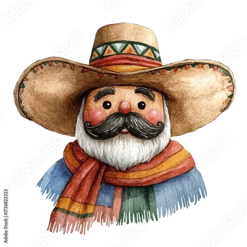 Mexican Face Parade, watercolor vector, isolated on a white background.