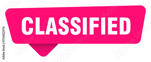 classified magenta sticker isolated on transpatent background. classified sign
