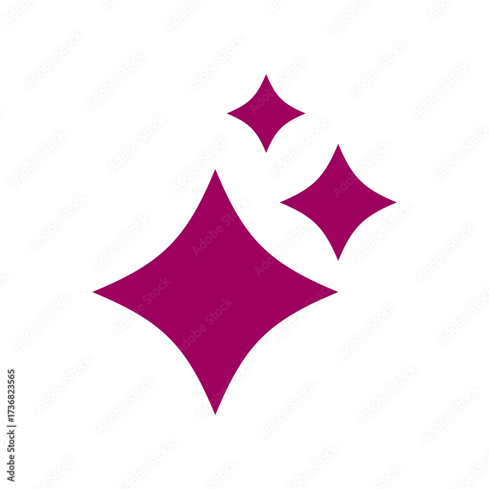 Fototapeta premium Generative AI star and magic sparkles star logo icon with colorful pink megenta and flat design, modern artificial intelligence and spark star symbol for creative tools and designs.