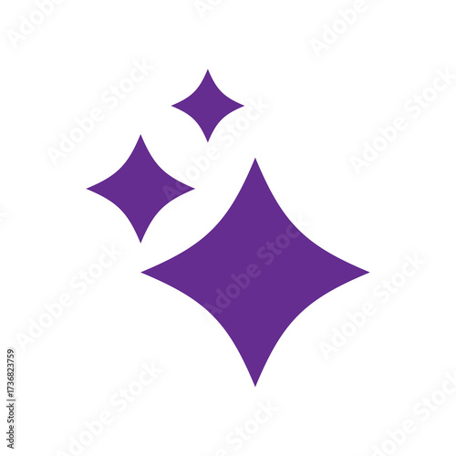 Generative AI star and magic sparkles star logo icon with colorful purple pink and flat design, modern artificial intelligence and spark star symbol for creative tools and designs.