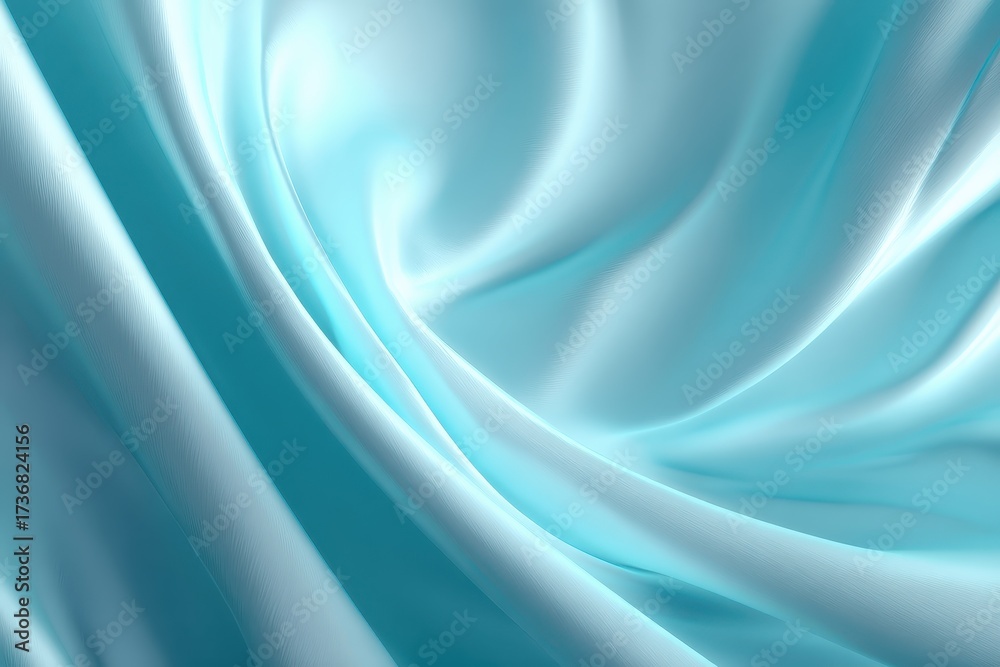 Obraz premium Soft gradient light blue background with flowing fabric texture creating an abstract visual effect in a serene and calming atmosphere