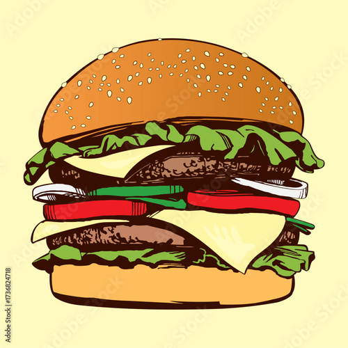Rysunek burger, fast food