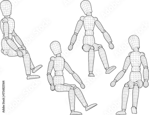 sketch vector illustration design decoration accessories doll wooden mannequin classic vintage ethnic traditional 