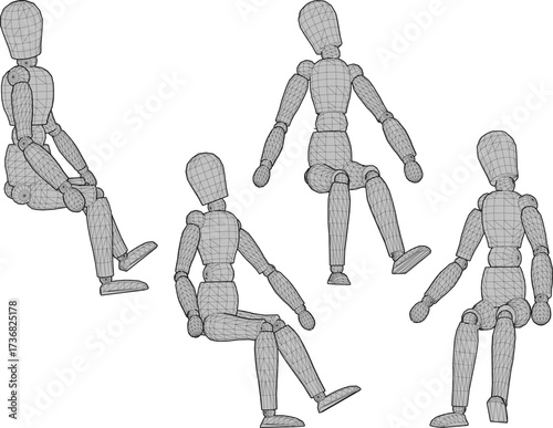 sketch vector illustration design decoration accessories doll wooden mannequin classic vintage ethnic traditional 