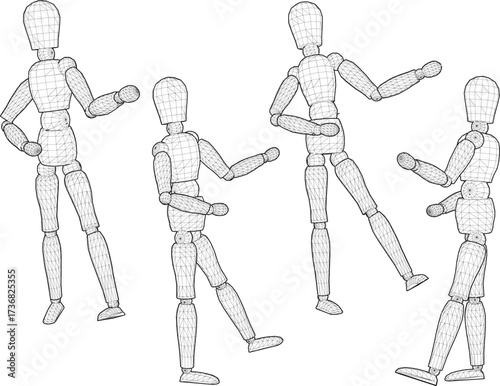 sketch vector illustration design decoration accessories doll wooden mannequin classic vintage ethnic traditional 