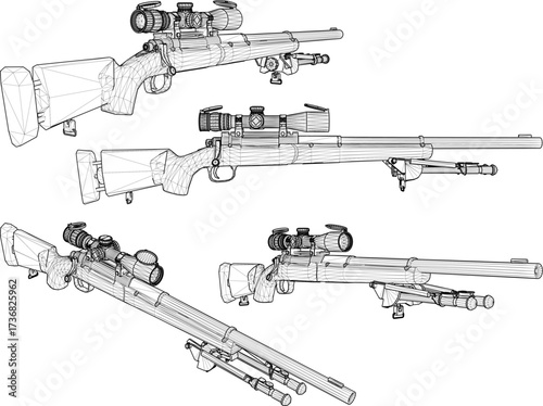 sketch vector illustration design image of a classic old long-barreled rifle weapon vintage ethnic 