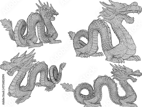 sketch vector illustration design image of mythological animal dragon.