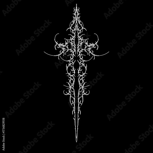 Abstract sigil vector design in cyber gothic style, perfect for metal logo, tattoo art, dark fashion, and streetwear graphics