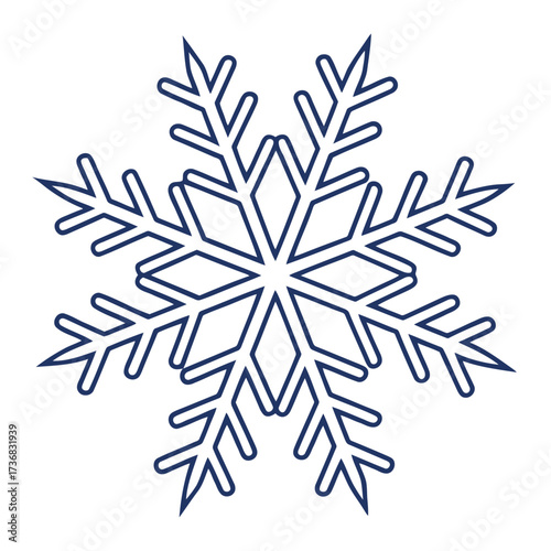 Geometric snowflake icon design with symmetrical star like elements and sharp edges